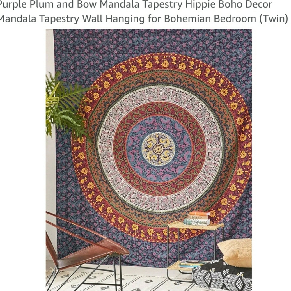 Plum & Bow Mandala Tapestry Hippie Psychedelic Paisley Boho wall hanging